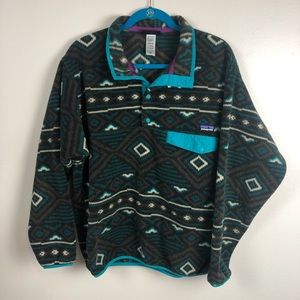 Patagonia Synchilla teal/brown snap-t size medium